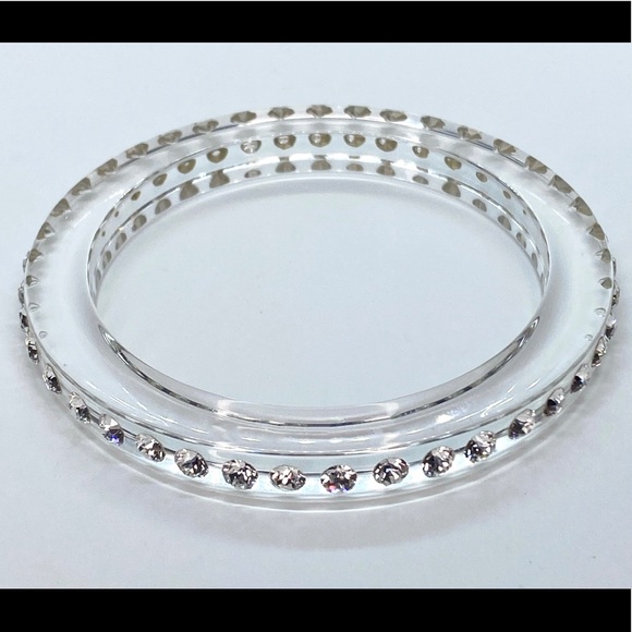 Acrylic Crystal Bangle Bracelet Embellished With Genuine Crystal Stone Elements - Picture 7 of 7